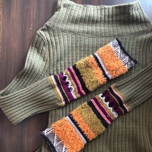 Free People Army Green mock neck long sleeve